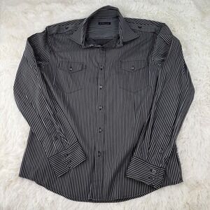 7 Diamonds Mens Striped Long Sleeve Button Up Shirt Size‎ Large Western Cowboy